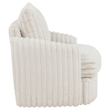 Sarco Channel-Tufted Corduroy Swivel Accent Chair - 360-Degree Swivel in Ivory – view 9