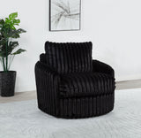 Sarco Channel-Tufted Swivel Accent Chair - Black Corduroy with 360-Degree Swivel – view 1
