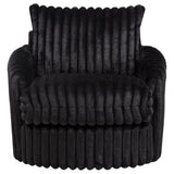 Sarco Channel-Tufted Swivel Accent Chair - Black Corduroy with 360-Degree Swivel – view 3