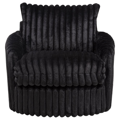Sarco Channel-Tufted Swivel Accent Chair - Black Corduroy with 360-Degree Swivel – view 3