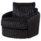 Sarco Channel-Tufted Swivel Accent Chair - Black Corduroy with 360-Degree Swivel – view 4