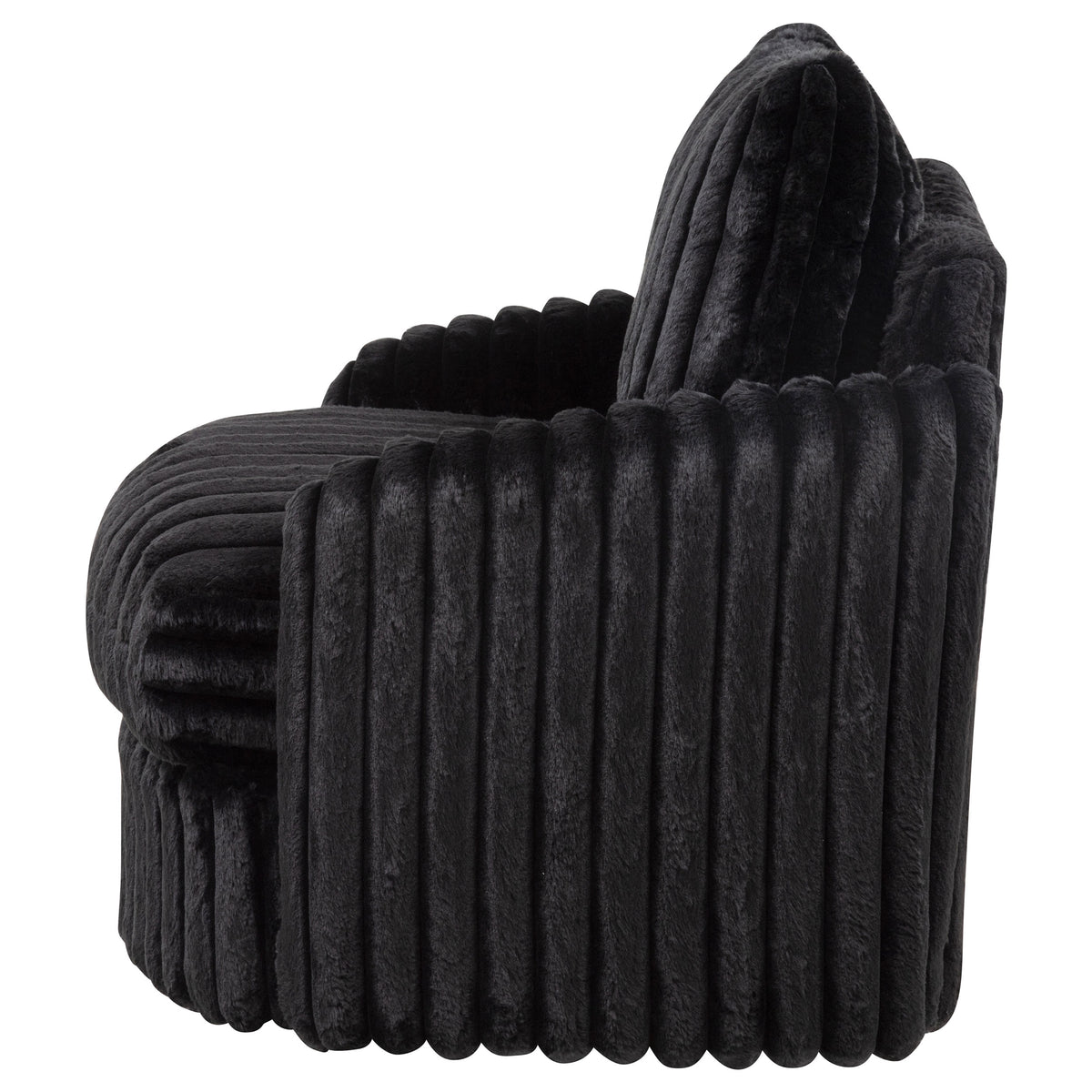 Sarco Channel-Tufted Swivel Accent Chair - Black Corduroy with 360-Degree Swivel – view 5