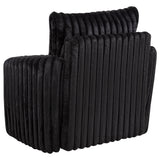 Sarco Channel-Tufted Swivel Accent Chair - Black Corduroy with 360-Degree Swivel – view 6
