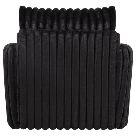 Sarco Channel-Tufted Swivel Accent Chair - Black Corduroy with 360-Degree Swivel – view 7