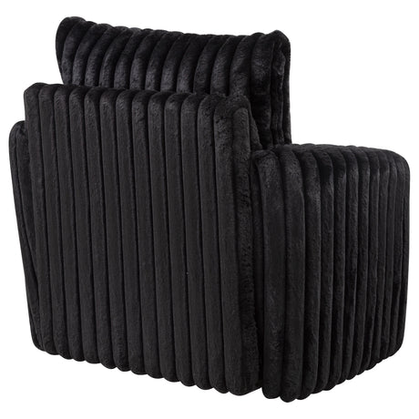 Sarco Channel-Tufted Swivel Accent Chair - Black Corduroy with 360-Degree Swivel – view 8