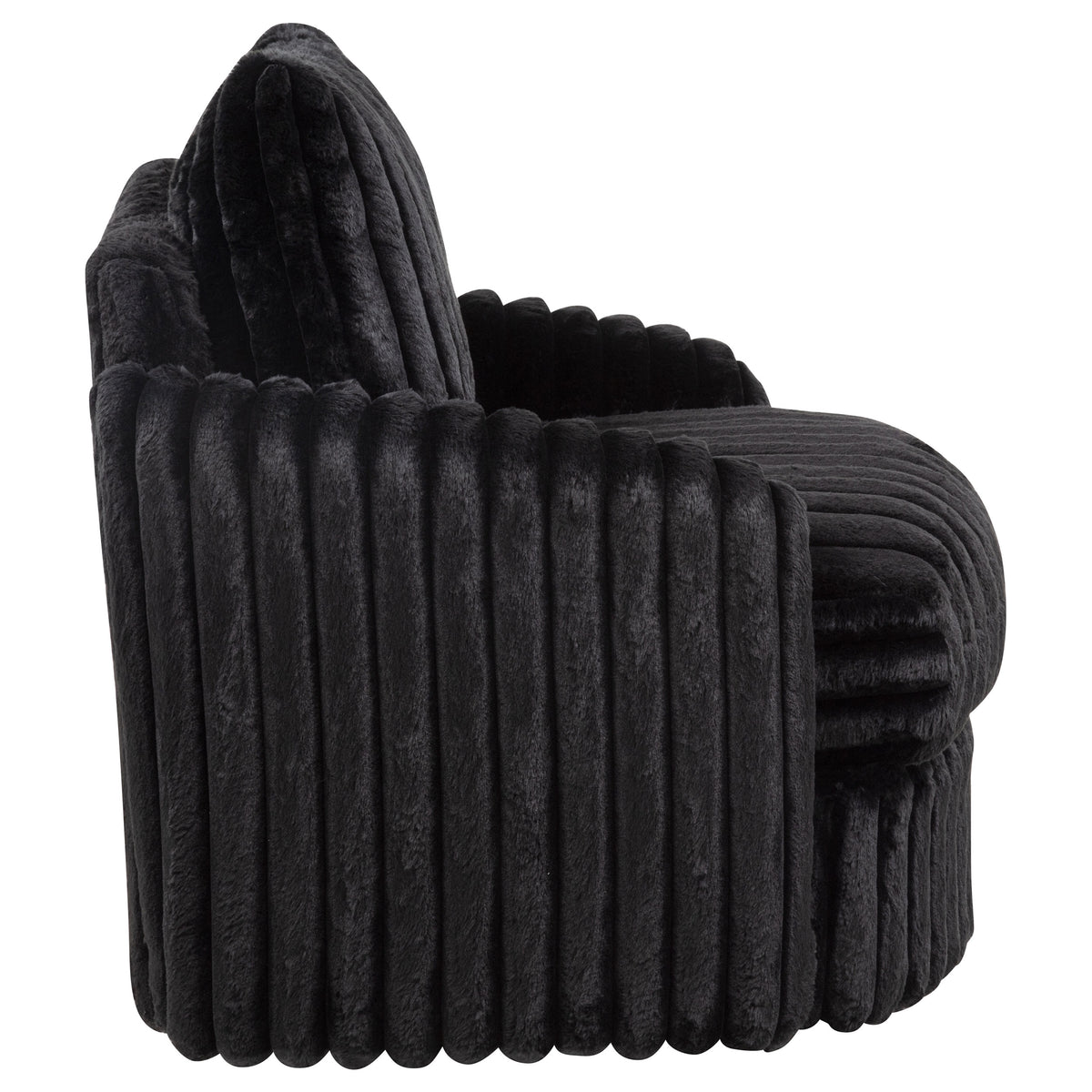 Sarco Channel-Tufted Swivel Accent Chair - Black Corduroy with 360-Degree Swivel – view 9