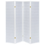 Roberto 4-Panel Shoji-Style Room Divider - White Grid Frame with Fabric Panels – view 4
