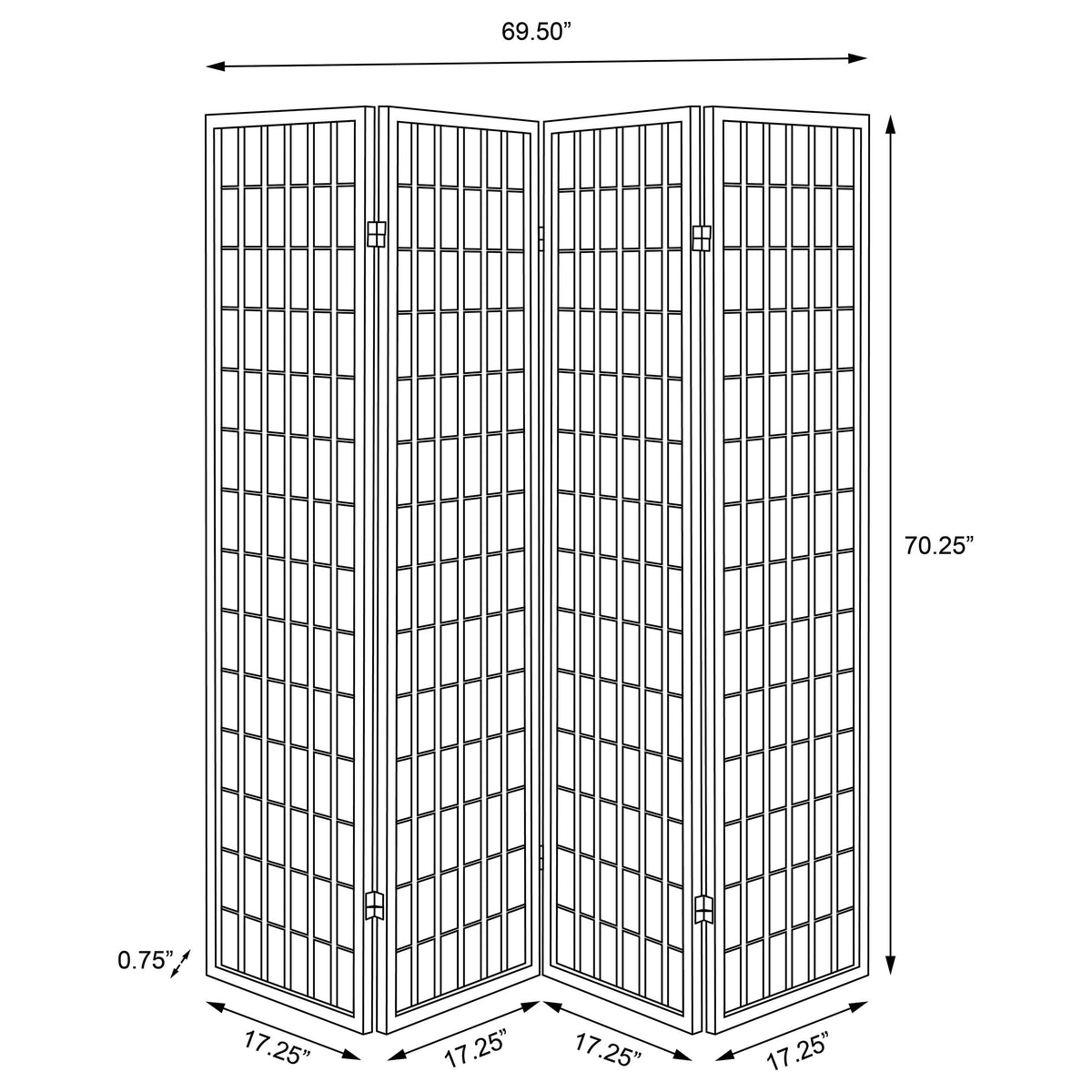 Roberto 4-Panel Shoji-Style Room Divider - White Grid Frame with Fabric Panels – view 6