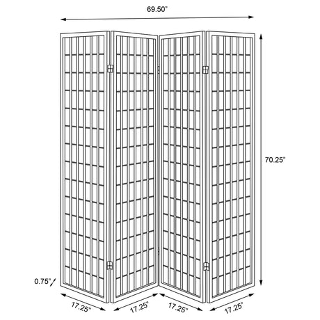 Roberto 4-Panel Shoji-Style Room Divider - White Grid Frame with Fabric Panels – view 6