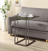 Pedro Expandable C-Shaped Side Table - Fold-Out Top in Weathered Grey with Black Nickel Base – view 3