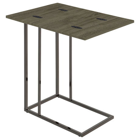 Pedro Expandable C-Shaped Side Table - Fold-Out Top in Weathered Grey with Black Nickel Base – view 4