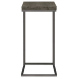 Pedro Expandable C-Shaped Side Table - Fold-Out Top in Weathered Grey with Black Nickel Base – view 5