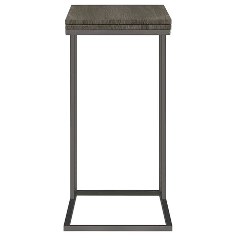 Pedro Expandable C-Shaped Side Table - Fold-Out Top in Weathered Grey with Black Nickel Base – view 5