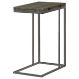 Pedro Expandable C-Shaped Side Table - Fold-Out Top in Weathered Grey with Black Nickel Base – view 6