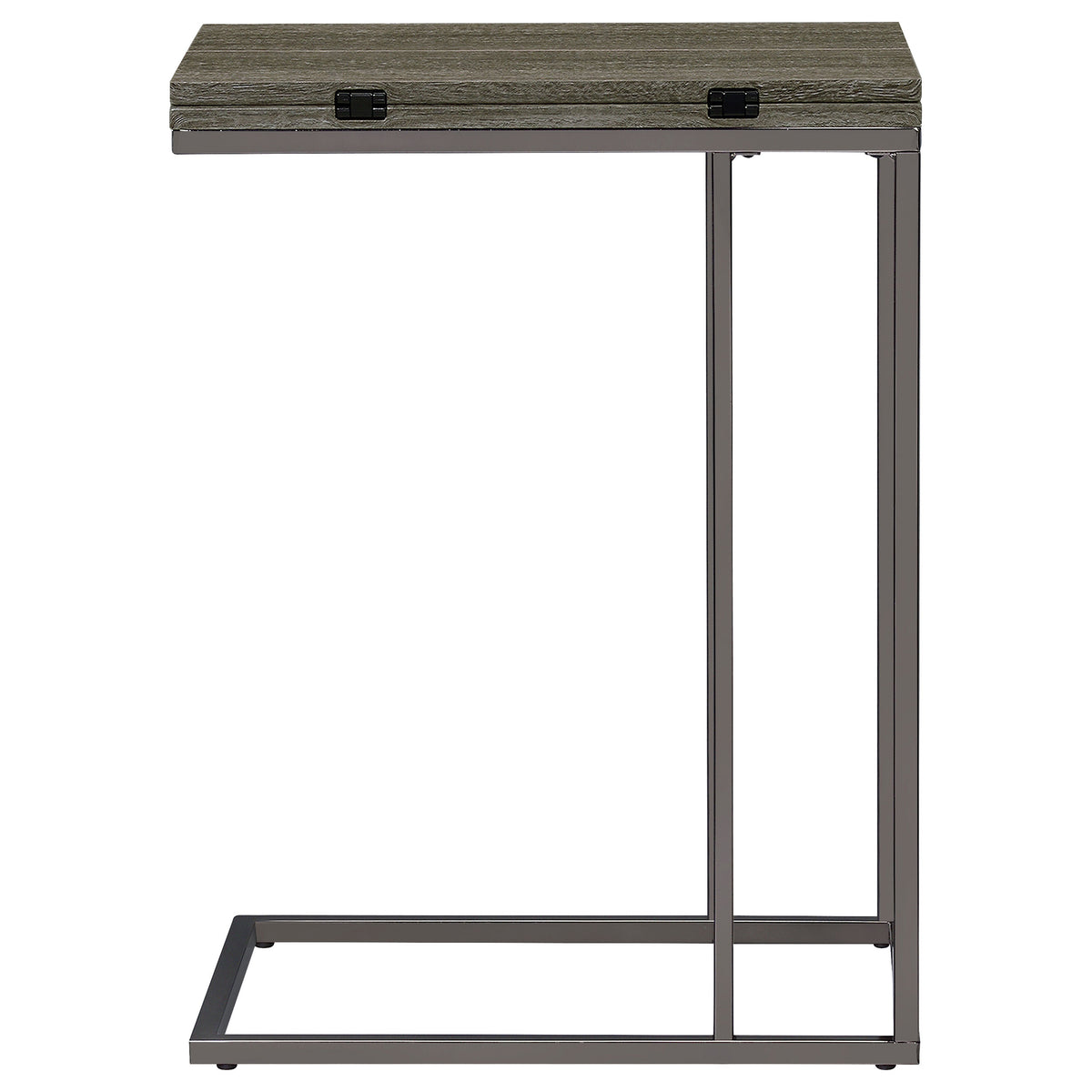 Pedro Expandable C-Shaped Side Table - Fold-Out Top in Weathered Grey with Black Nickel Base – view 7