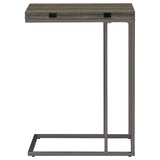 Pedro Expandable C-Shaped Side Table - Fold-Out Top in Weathered Grey with Black Nickel Base – view 7