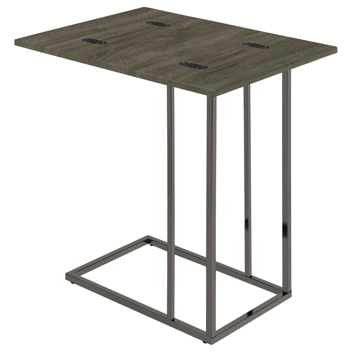 Pedro Expandable C-Shaped Side Table - Fold-Out Top in Weathered Grey with Black Nickel Base – view 9