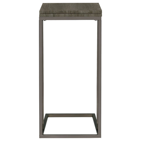 Pedro Expandable C-Shaped Side Table - Fold-Out Top in Weathered Grey with Black Nickel Base – view 10