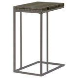 Pedro Expandable C-Shaped Side Table - Fold-Out Top in Weathered Grey with Black Nickel Base – view 11