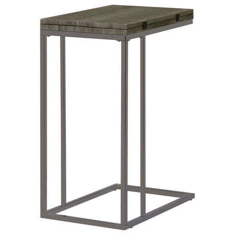 Pedro Expandable C-Shaped Side Table - Fold-Out Top in Weathered Grey with Black Nickel Base – view 11