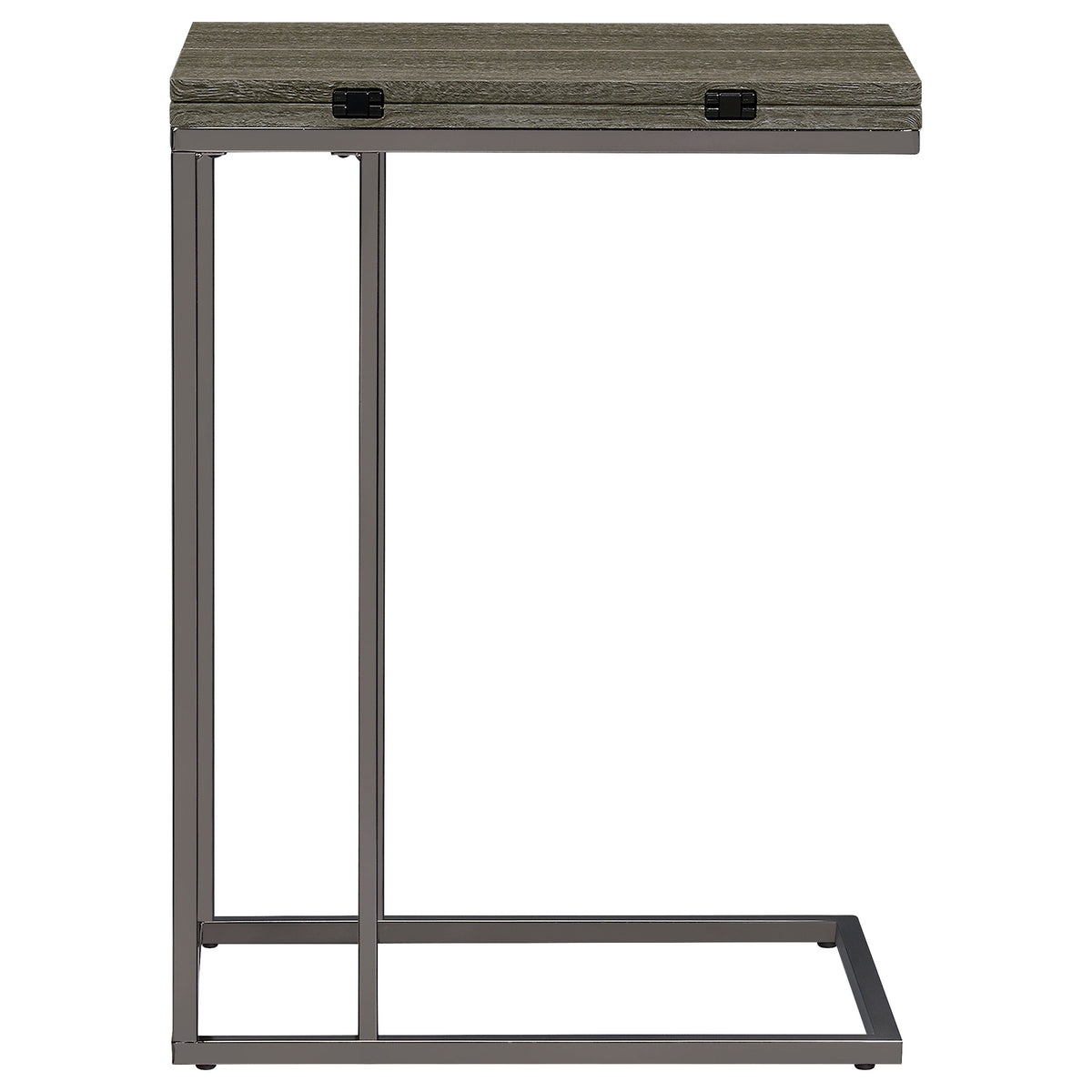 Pedro Expandable C-Shaped Side Table - Fold-Out Top in Weathered Grey with Black Nickel Base – view 12