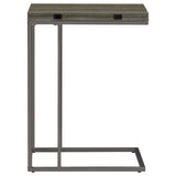 Pedro Expandable C-Shaped Side Table - Fold-Out Top in Weathered Grey with Black Nickel Base – view 12