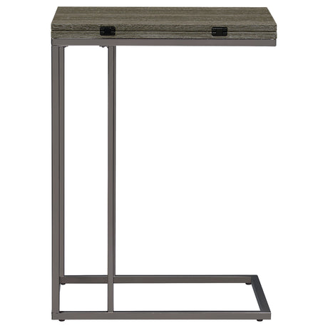 Pedro Expandable C-Shaped Side Table - Fold-Out Top in Weathered Grey with Black Nickel Base – view 12