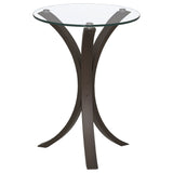 Edgar Round Glass Top Side Table - Curved Cappuccino Frame, Contemporary Accent Table – view 3