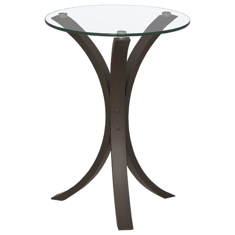 Edgar Round Glass Top Side Table - Curved Cappuccino Frame, Contemporary Accent Table – view 3
