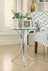 Eloise Round Glass Top Side Table - Curved Polished Chrome Base, Modern Accent Table – view 1