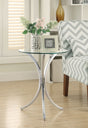 Eloise Round Glass Top Side Table - Curved Polished Chrome Base, Modern Accent Table – view 1