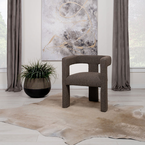 Petra Curved Boucle Accent Chair - Fully Upholstered Sculptural Silhouette in Chocolate Brown