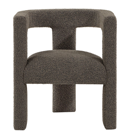Petra Curved Boucle Accent Chair - Fully Upholstered Sculptural Silhouette in Chocolate Brown – view 3