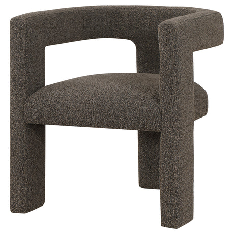 Petra Curved Boucle Accent Chair - Fully Upholstered Sculptural Silhouette in Chocolate Brown – view 4
