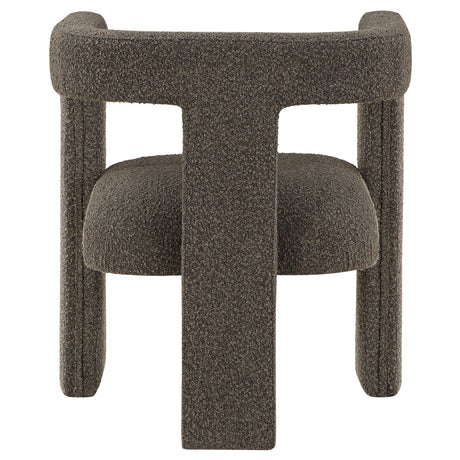 Petra Curved Boucle Accent Chair - Fully Upholstered Sculptural Silhouette in Chocolate Brown – view 7
