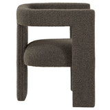 Petra Curved Boucle Accent Chair - Fully Upholstered Sculptural Silhouette in Chocolate Brown – view 9
