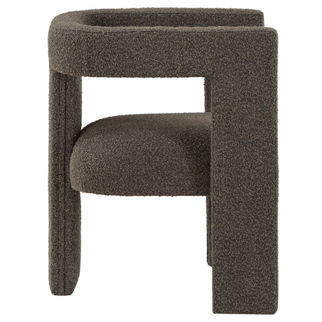 Petra Curved Boucle Accent Chair - Fully Upholstered Sculptural Silhouette in Chocolate Brown – view 9