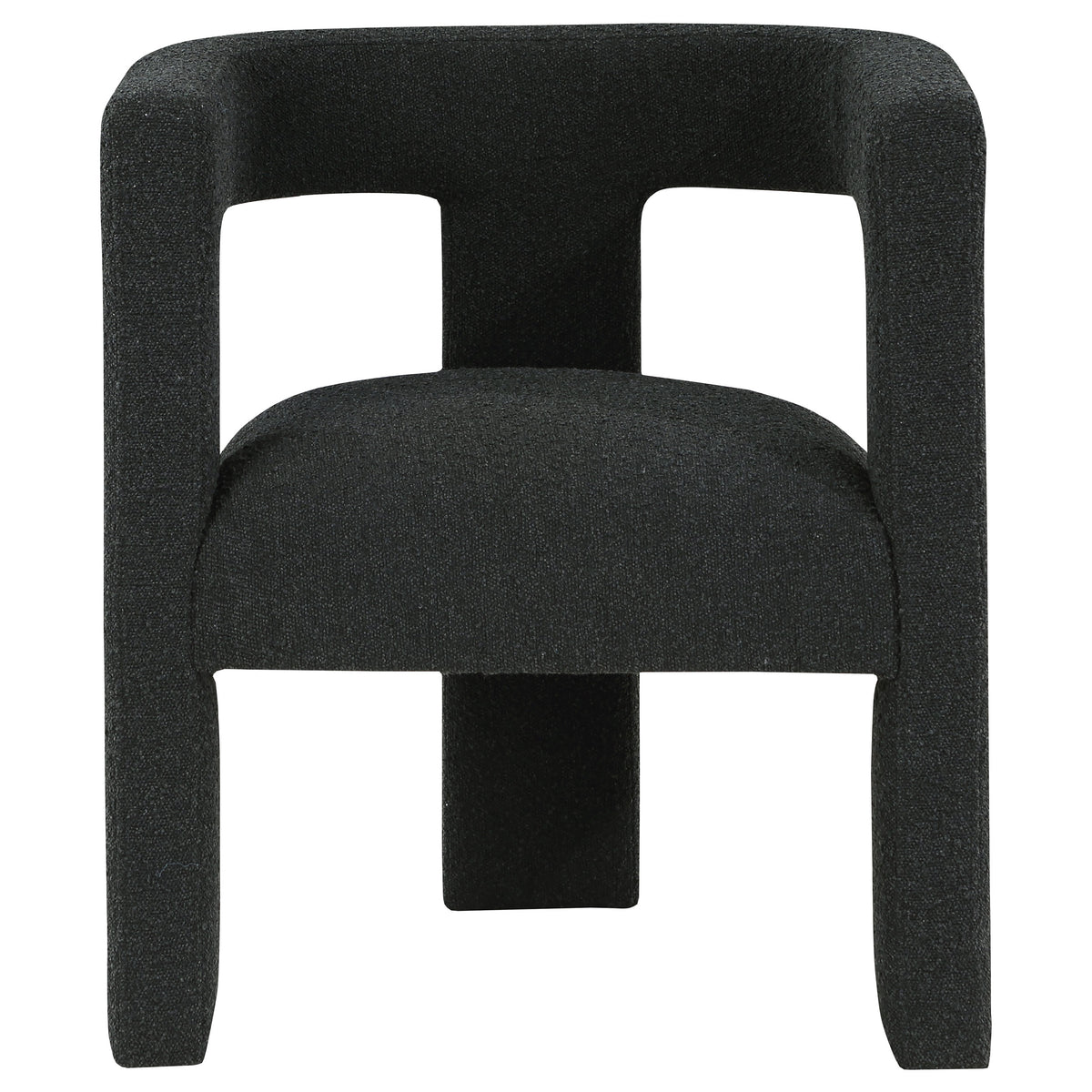 Petra Curved Boucle Accent Chair - Sculptural Fully Upholstered Design in Black – view 3