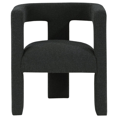 Petra Curved Boucle Accent Chair - Sculptural Fully Upholstered Design in Black – view 3