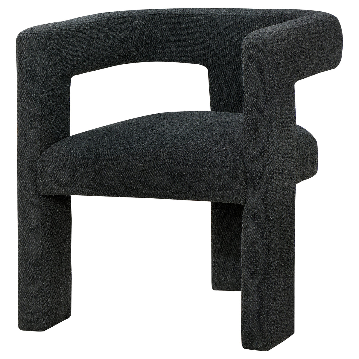 Petra Curved Boucle Accent Chair - Sculptural Fully Upholstered Design in Black – view 4