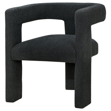 Petra Curved Boucle Accent Chair - Sculptural Fully Upholstered Design in Black – view 4