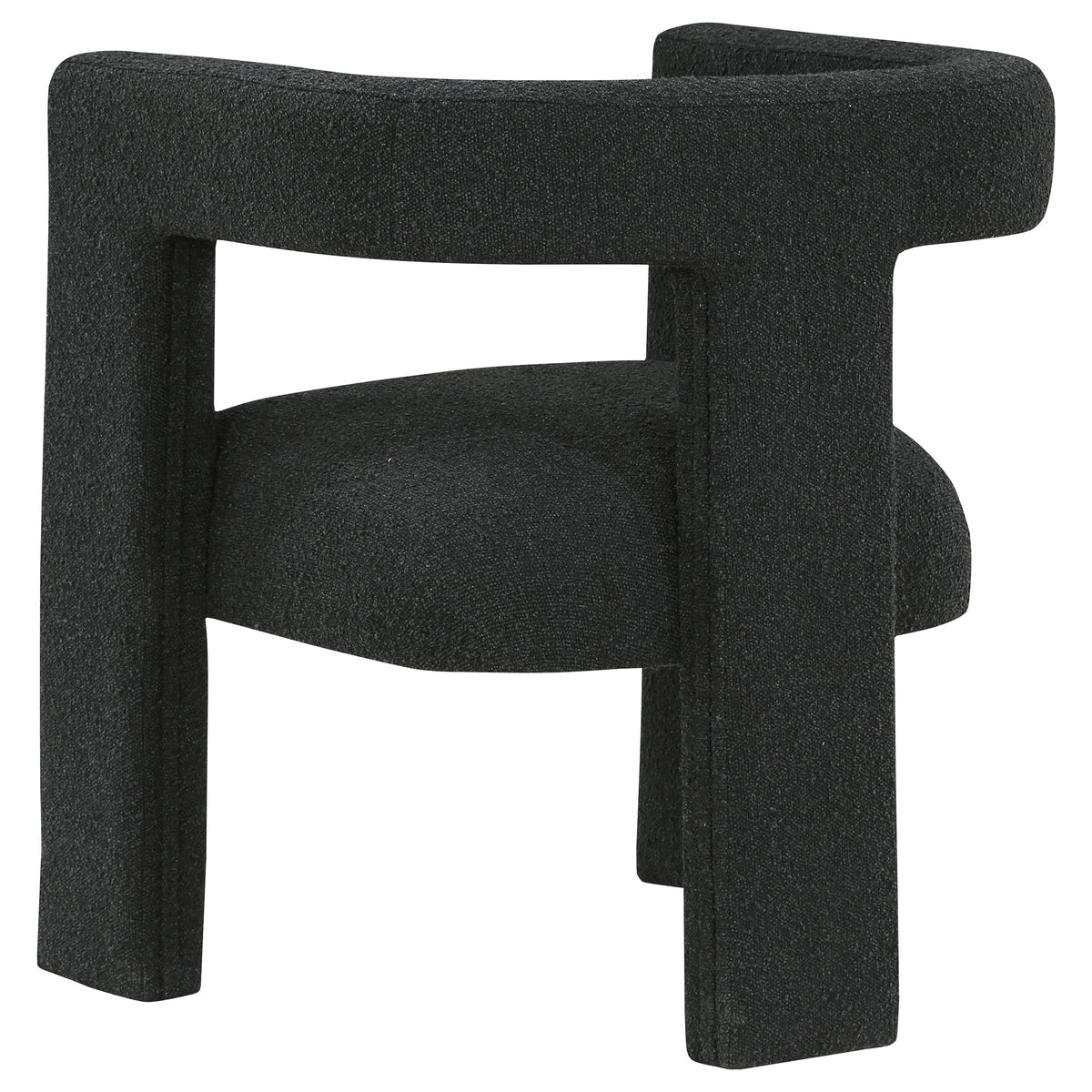 Petra Curved Boucle Accent Chair - Sculptural Fully Upholstered Design in Black – view 6