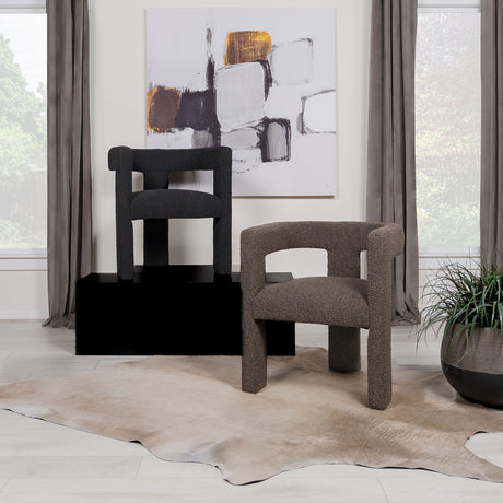 Petra Curved Boucle Accent Chair - Sculptural Fully Upholstered Design in Black – view 12
