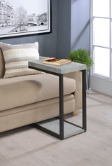 Beck C-Shape Sofa Side Table - Industrial Cement Finish with Black Metal Frame – view 1