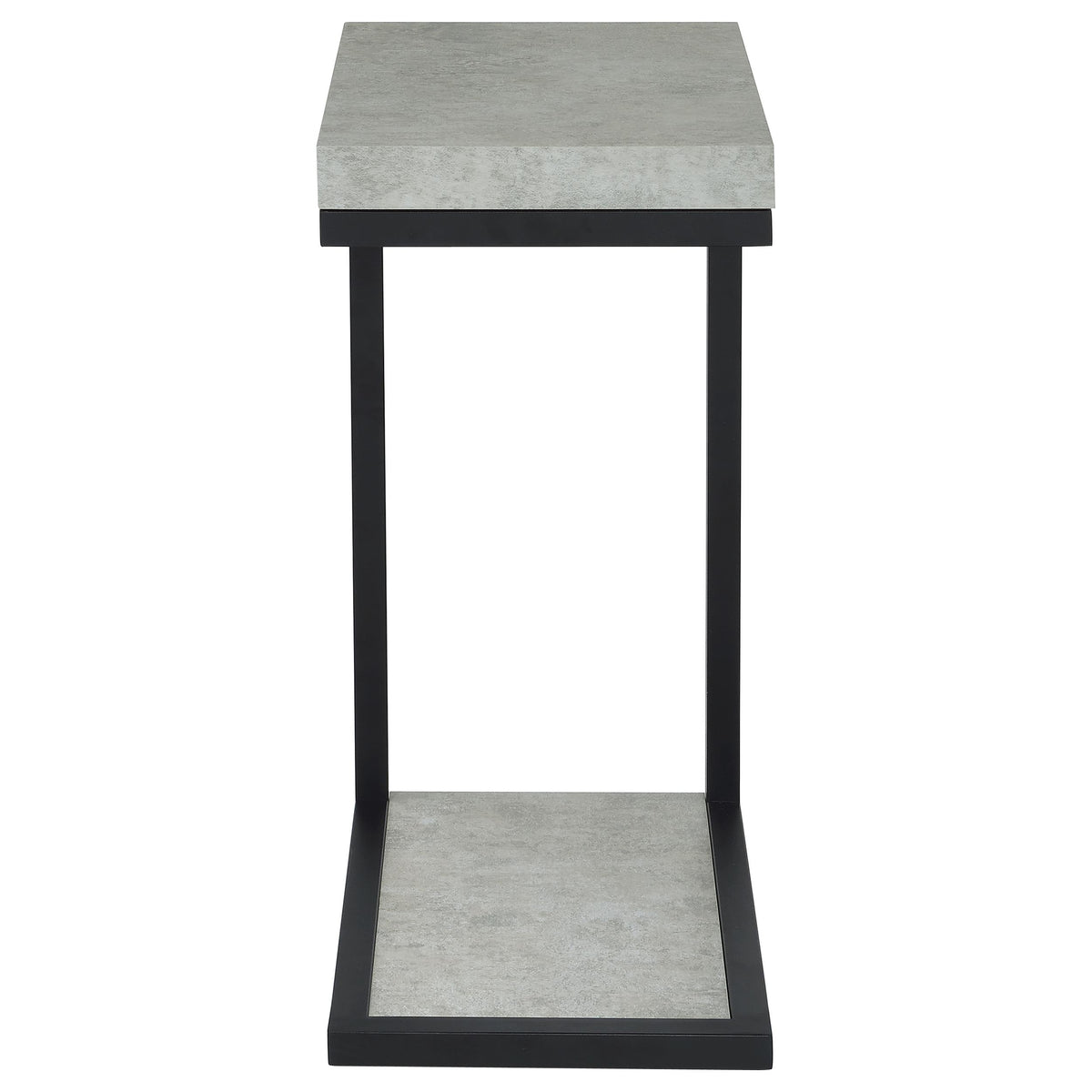 Beck C-Shape Sofa Side Table - Industrial Cement Finish with Black Metal Frame – view 3