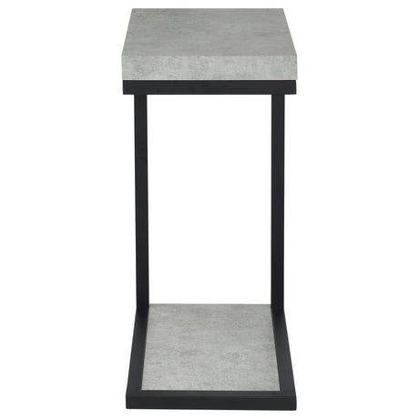 Beck C-Shape Sofa Side Table - Industrial Cement Finish with Black Metal Frame – view 3
