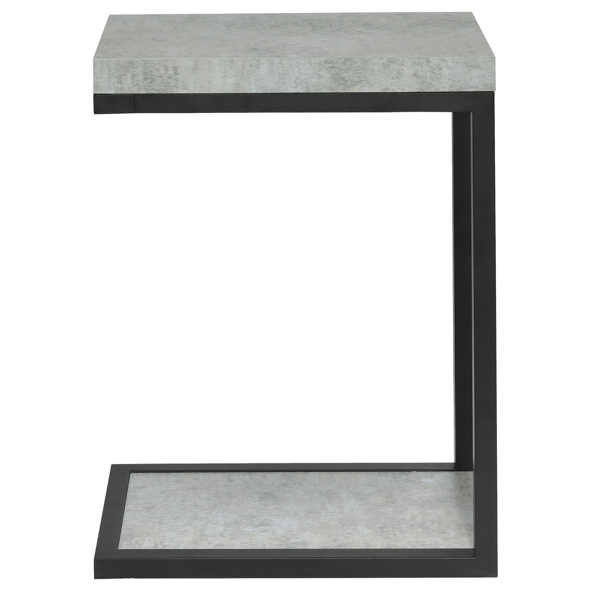 Beck C-Shape Sofa Side Table - Industrial Cement Finish with Black Metal Frame – view 4