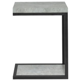 Beck C-Shape Sofa Side Table - Industrial Cement Finish with Black Metal Frame – view 4