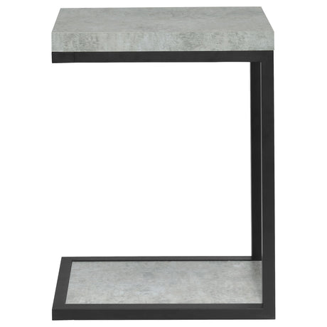 Beck C-Shape Sofa Side Table - Industrial Cement Finish with Black Metal Frame – view 4
