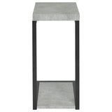 Beck C-Shape Sofa Side Table - Industrial Cement Finish with Black Metal Frame – view 5